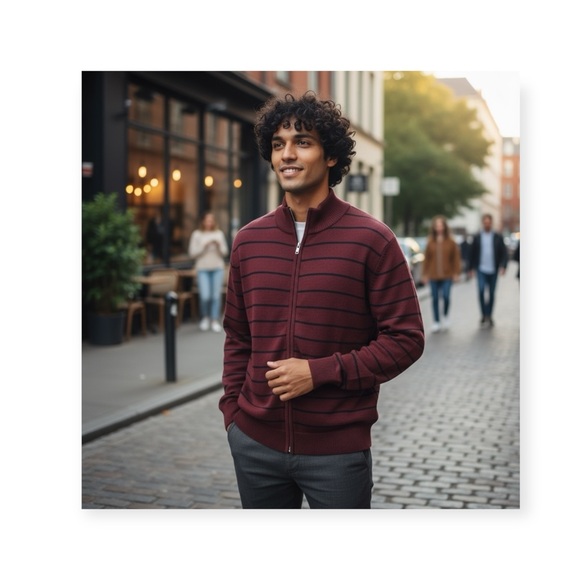 new YSL ⊛ Saint Laurent ⊛ Zip Front Cardigan Wool Sweater ⊛ Burgundy Melange ⊛ - Picture 15 of 16